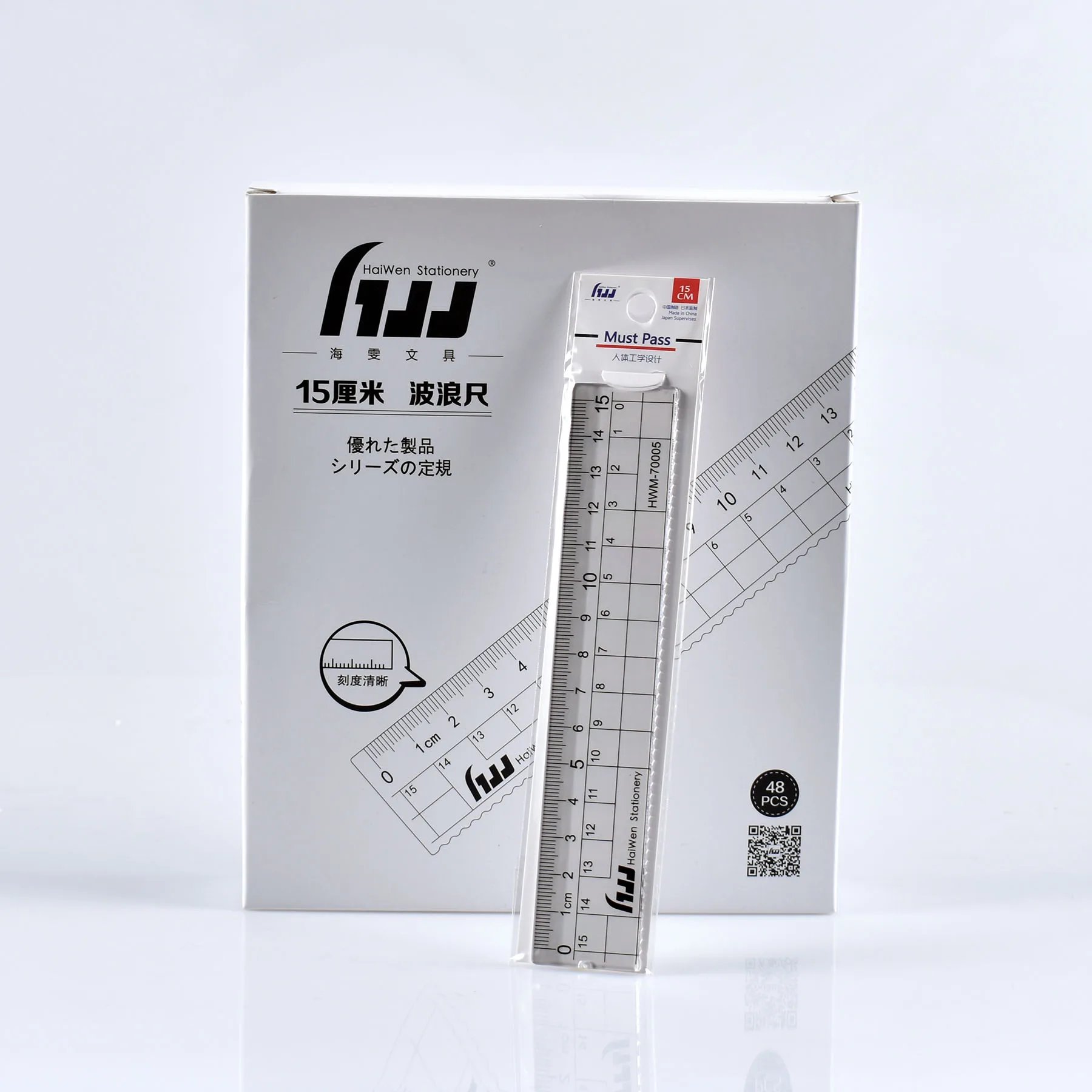 15cm ruler large grid wave plastic ruler student scale school stationery