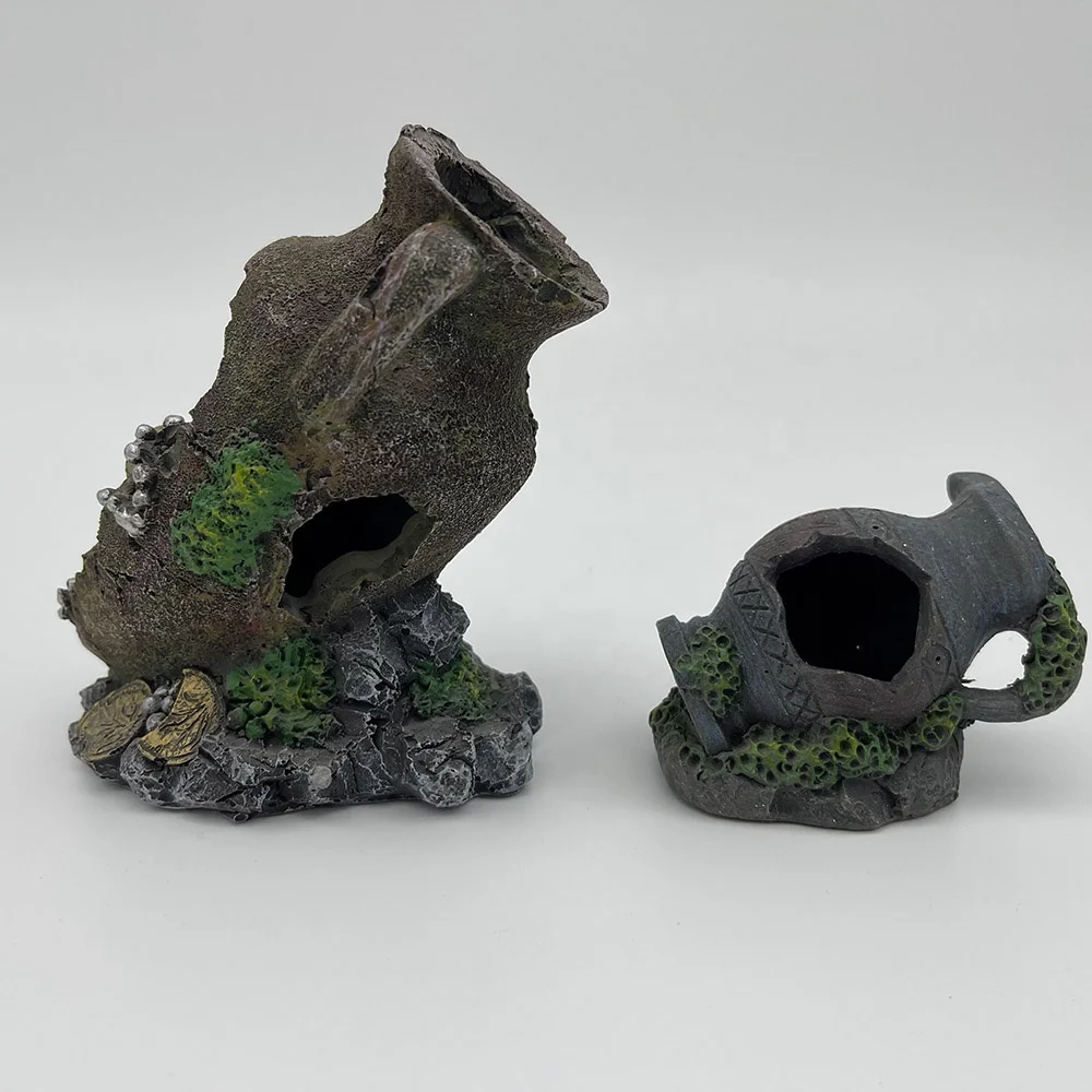 polyresin under water bottom for fish pet mini castle Aquarium Decorations fish tank escape hole crafts supplier