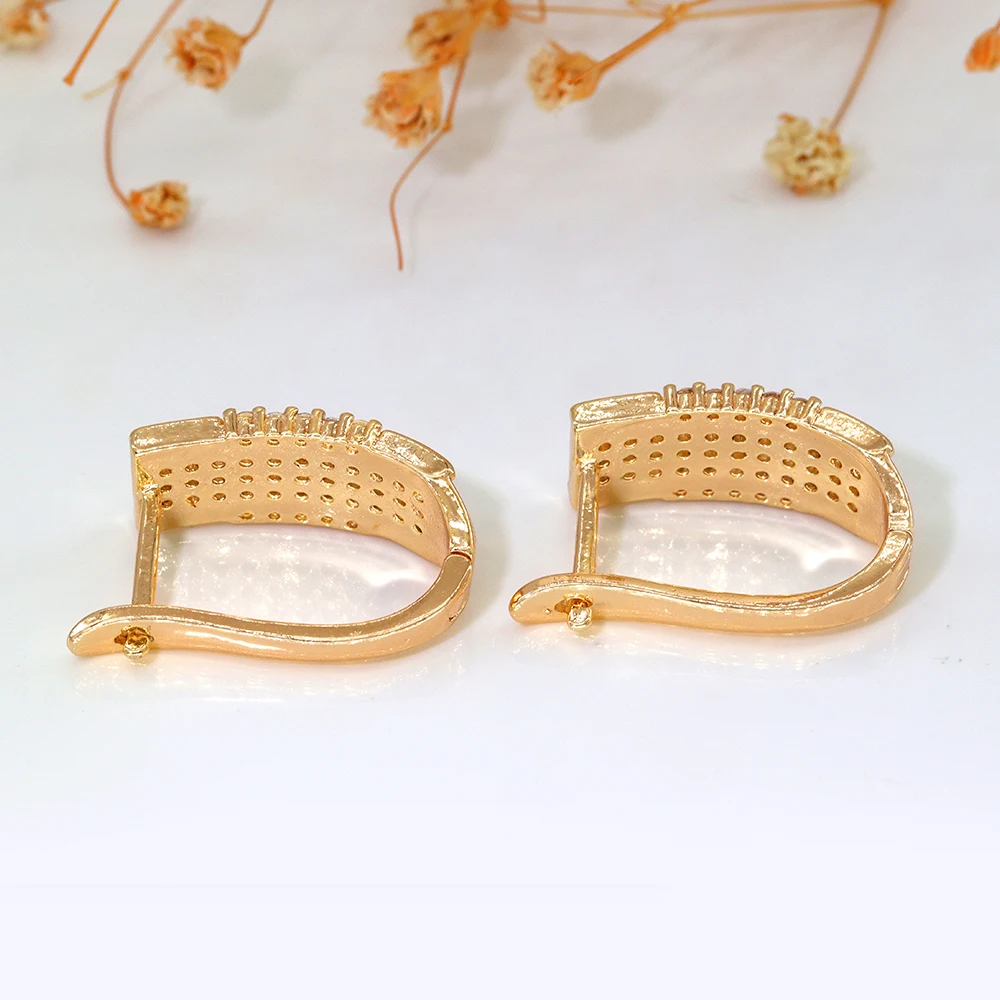Fashion Jewelry  Brass Bridal English Lock Pakistan Indian Micro Pave Women Zirconia Huggie Hoop Party Earrings