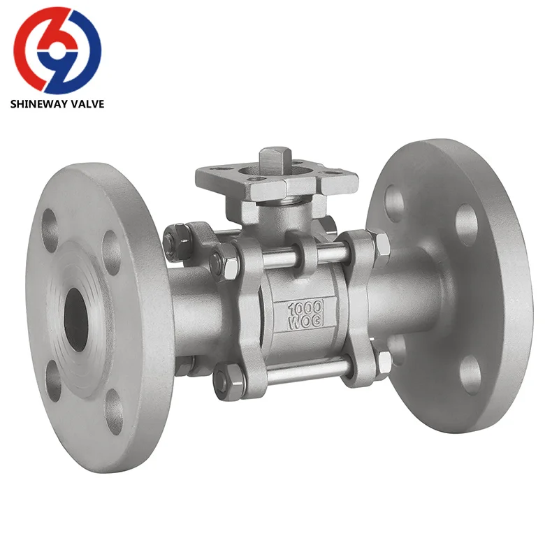 2021 FACTORY 3PC BALL VALVE FLANGE END PN16 PN40  GB/ANSI/DIN STAINLESS STEEL 304 316 CF8 CF3M ISO5211 MOUNTING PAD