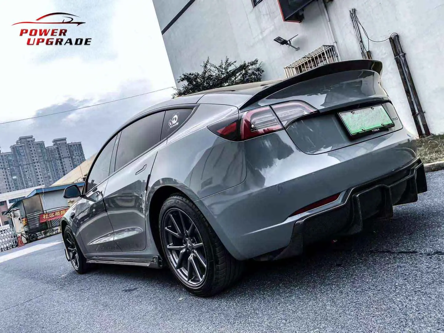 Carbon Fiber Front/Rear Lip Side Skirts Rear Diffuser Spoiler Rear Wing  V Style Body Kit For Tesla Model 3