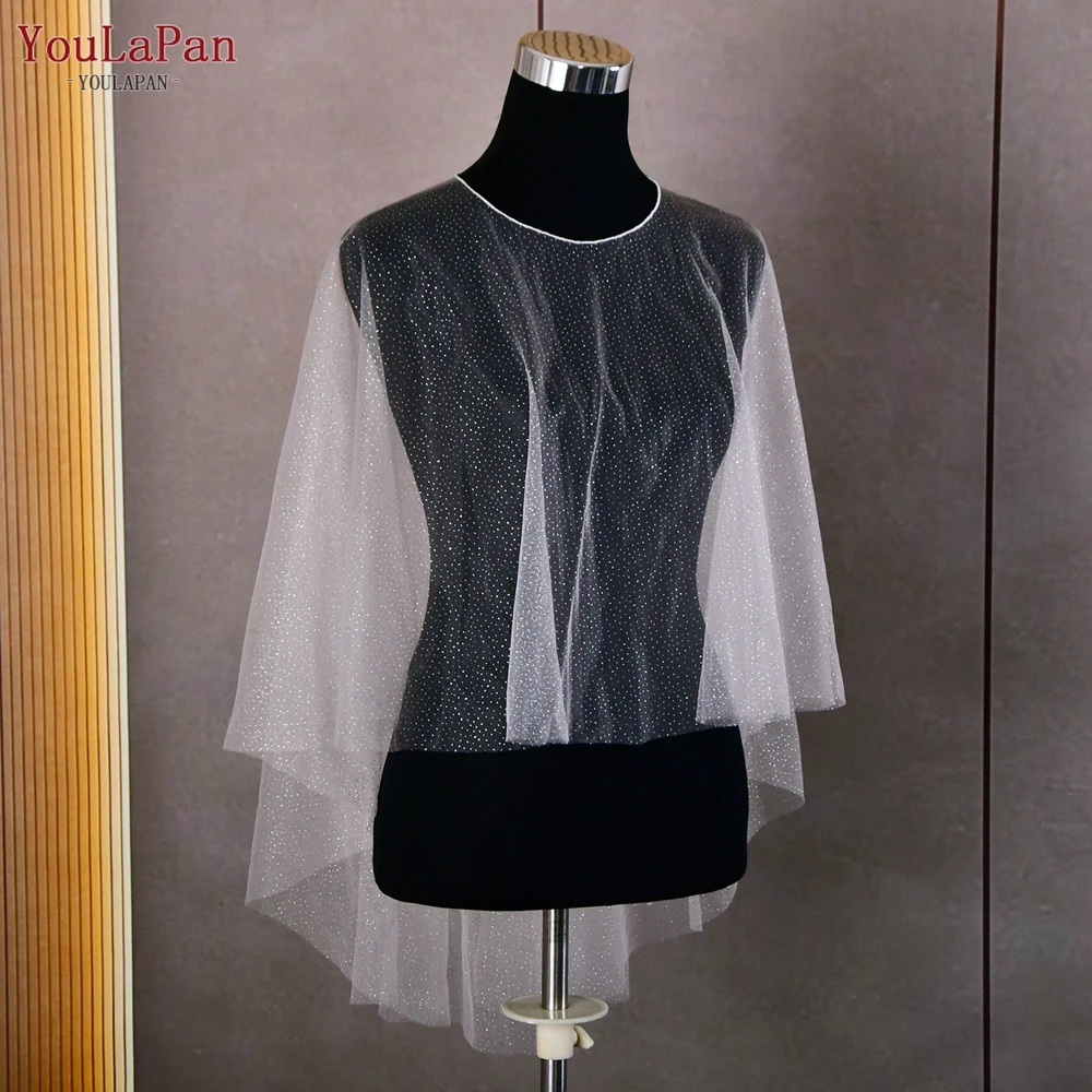 YouLaPan VG75 женское платье с коротким спереди и сзади длинное платье накидка белый цвет Шампань Блестящий газовый пуловер шаль свободный размер Свадебный Болеро