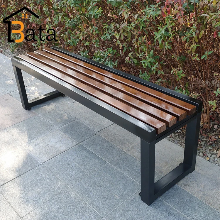 High quality modern durable long plastic wood metal composite park patio garden outdoor bench