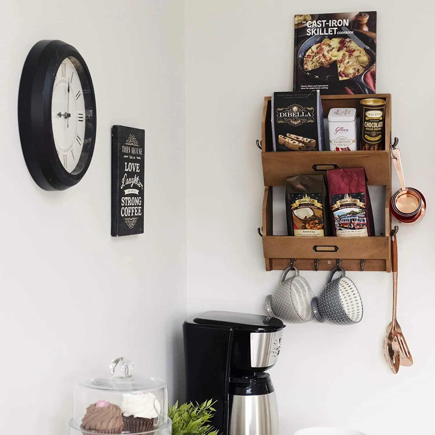 Custom Entryway Decorative Letter Shelf Wooden Key and Mail Rack Wall Mounted Hanger