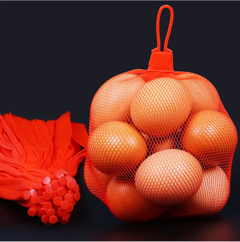 top sale small supermarket mesh bags with label plastic clasp for egg chestnut tomato orange onion net bags
