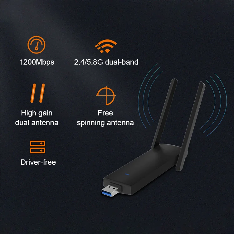 1200 Мбит/с 5 8 ГГц Wi-Fi адаптер беспроводная сетевая карта высокоскоростная Мобильный сетевой