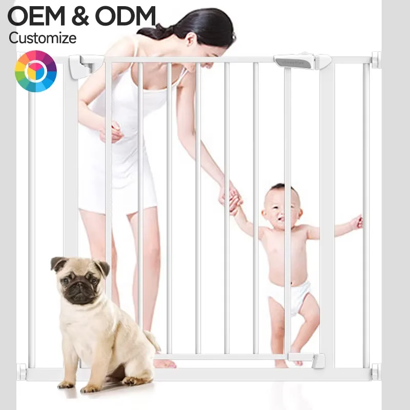 Wholesale Price Baby Stair Gate Doorway Walk Thru Extendable Safety Gate Steel Tube Swing Open Safety Gate for Baby