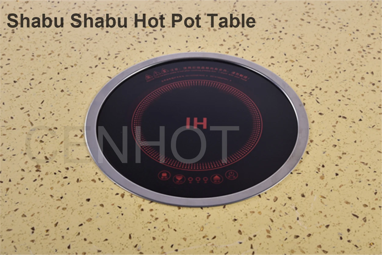 Cenhot Square Hot Pot And BBQ Quartz Dining Table For Restaurant Furniture