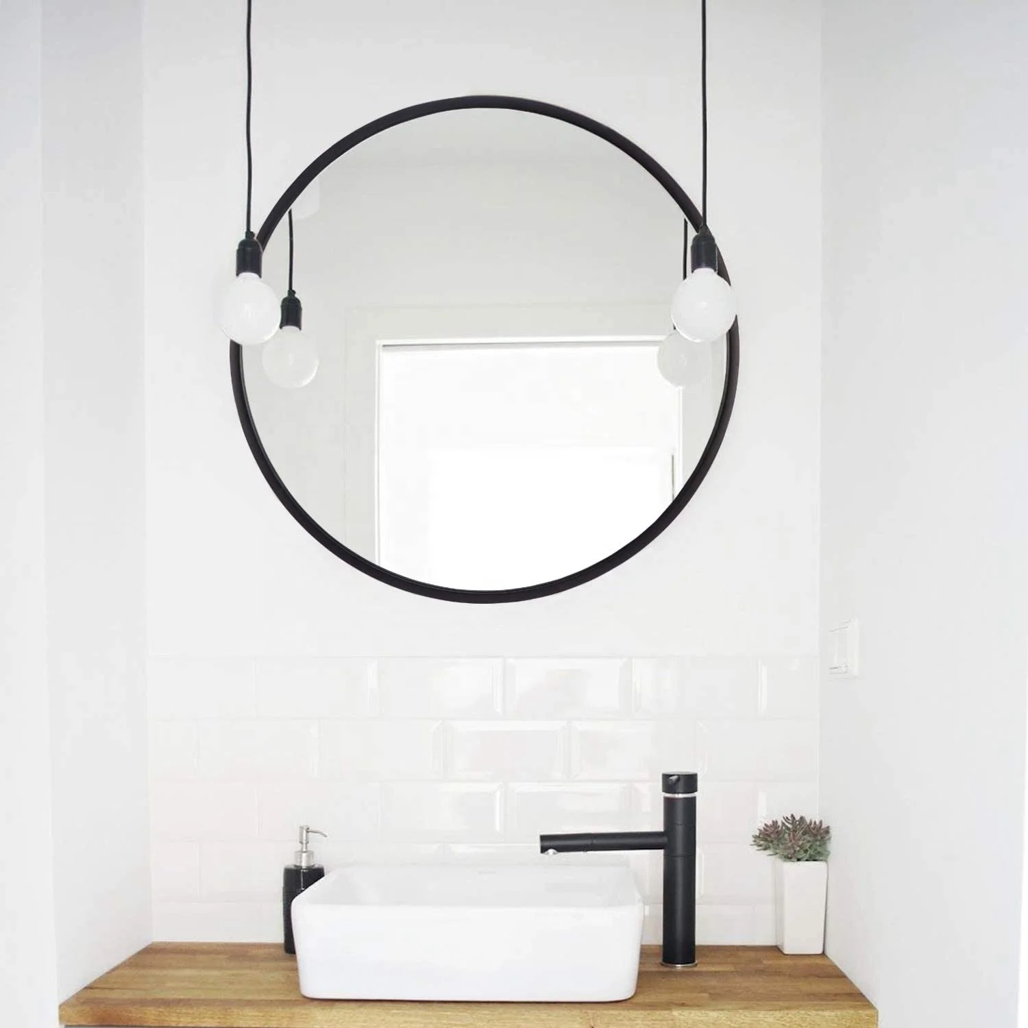 High Quality Modern round Black Metal Mirror with Brushed Frame Home Decor Wall Mirror