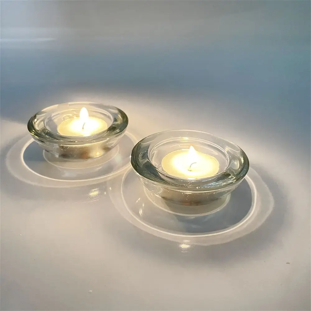 Wholesale Crystal Containers Decorative Round Small Mini Glass Candle Holder for Tealight Candles