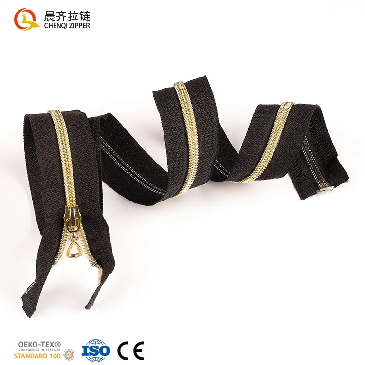 Supplier wholesale 5# Nylon Electroplated Rose Gold Teeth Open-end Polyester Zipper for garment