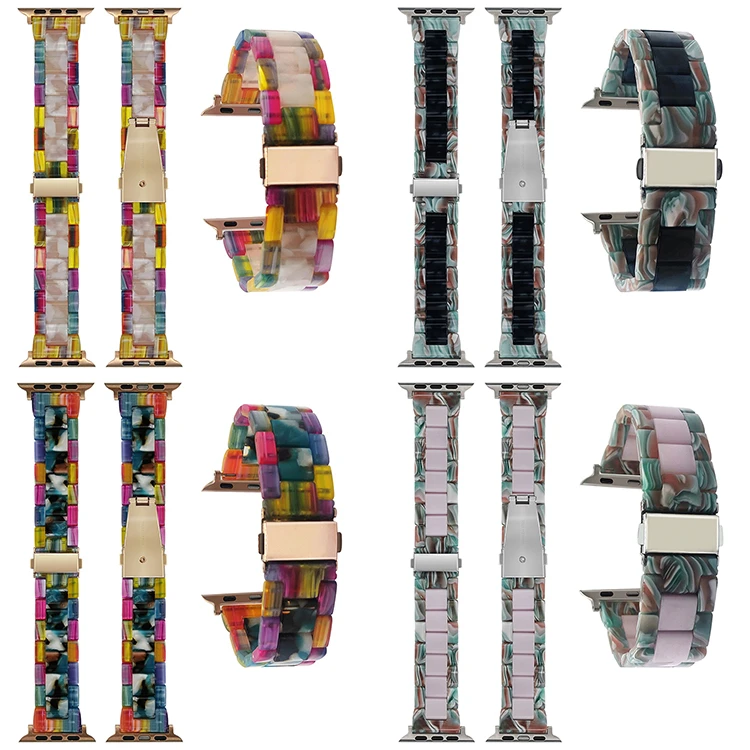 xinboqin Best Selling 38/40/42/44mm Rainbow And Pink Flower Resin Watch Bands