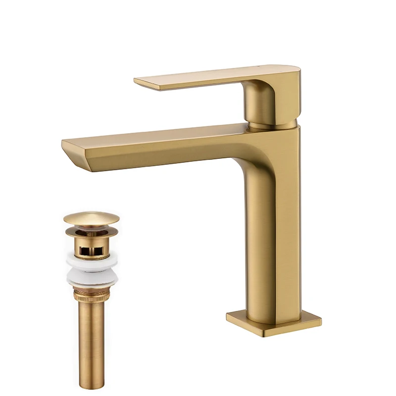 Factory Wholesale One Hole Mixer Tap Deck Mounted Basin Mixer Single Handle Water Tap Basin Faucet With Brass Pop Up Drainer
