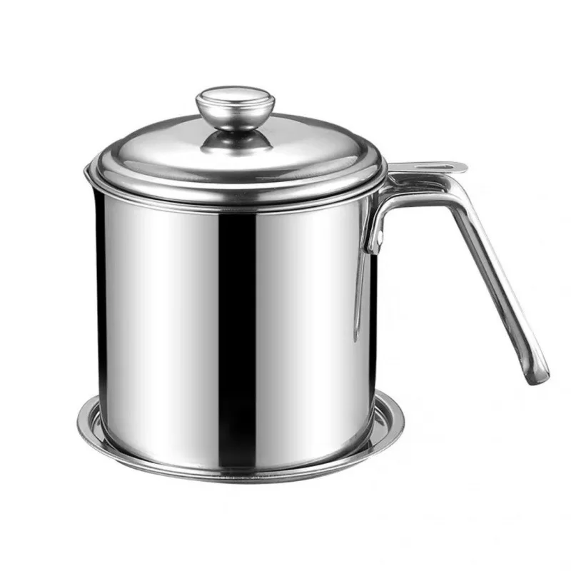 Wholesale OEM Storing Frying Stainless Steel Filter Plate Strainer Pot Grease kettle Oil Cup