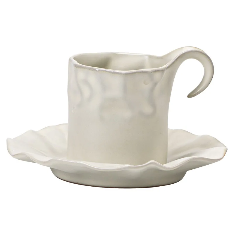 Japanese Vintage Afternoon Tea Style 150ML Handmade Ceramic Coffee Cup And Saucer Set  Milk Drip Mug Office Restaurant Drinkware