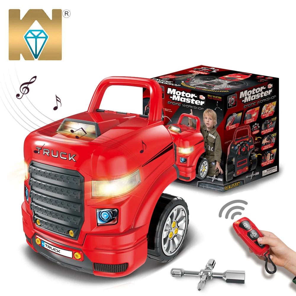 
KUNYANG TOYS Latest High Bright Light Lamp Assembly Truck Build Up Block Toy With Remote Control Key  (1600190908737)
