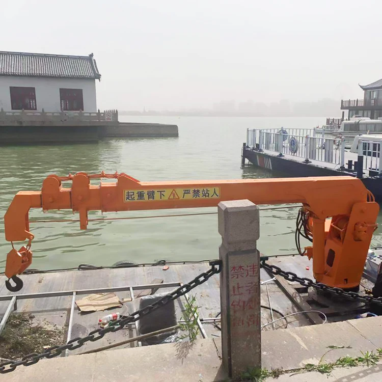 Telescopic Boom Fixed Hydraulic Crane Ship and Fishing Boat Hydraulic Crane from Wharf for Floating Cranes