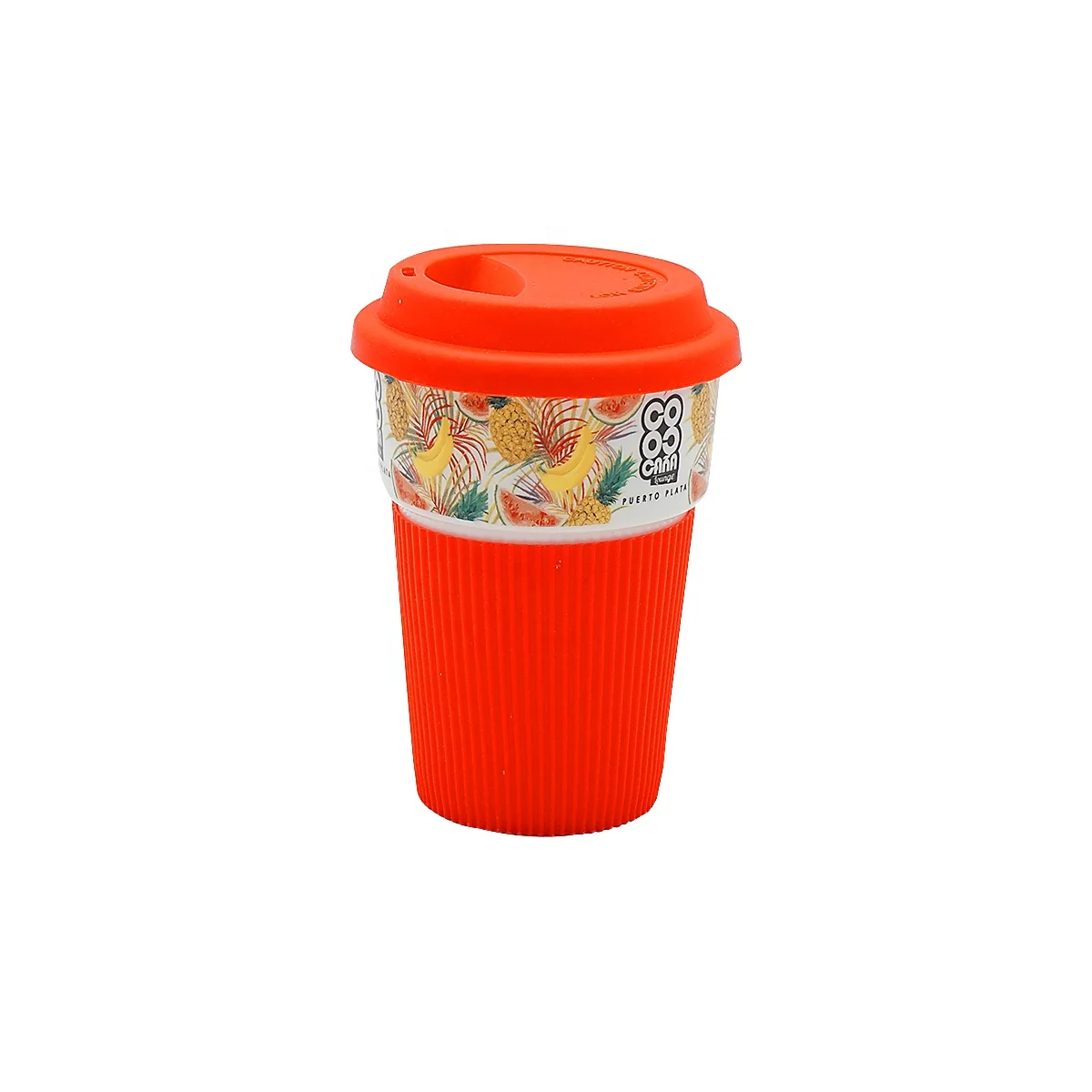 ceramic travel mug with silicone band and silicone lid cheap coffee mugs