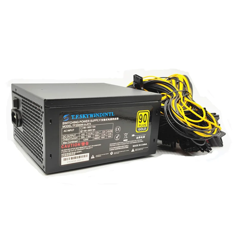  Блок питания для майнинга 2000 Вт 8 ГП 1800 2400 блок ATX RX470 RX580 RX570 RX560 Pico Asic Майнинг
