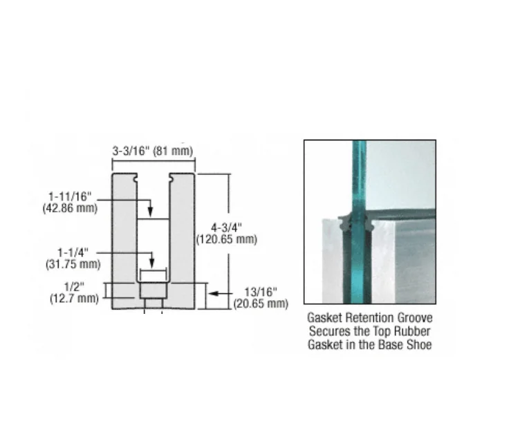 C rl aluminum railing glass u channel  base
