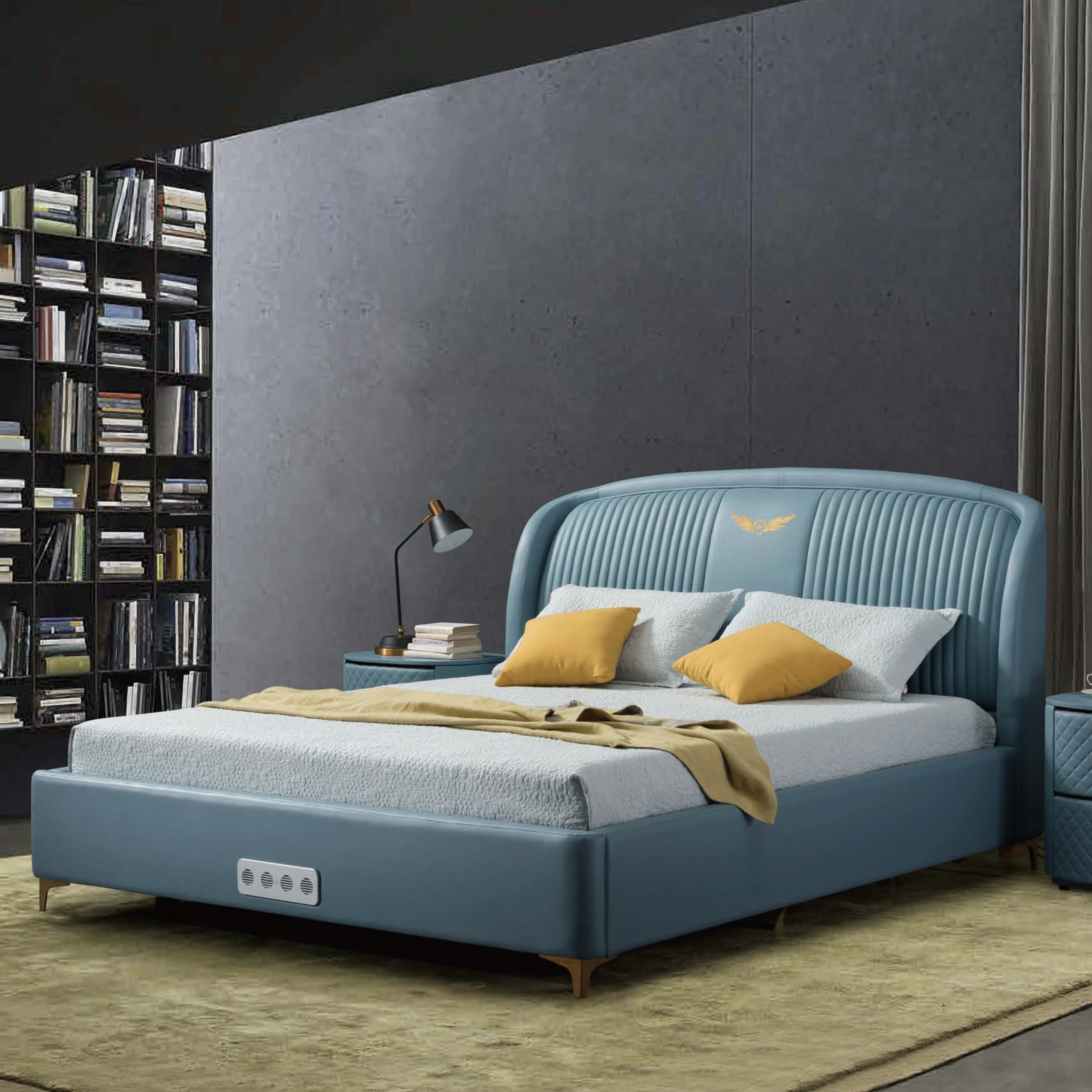 Luxury Customized Hotel Furniture Leather bed Bedroom Furniture Upholstered Bed Modern King Queen Italian Bed