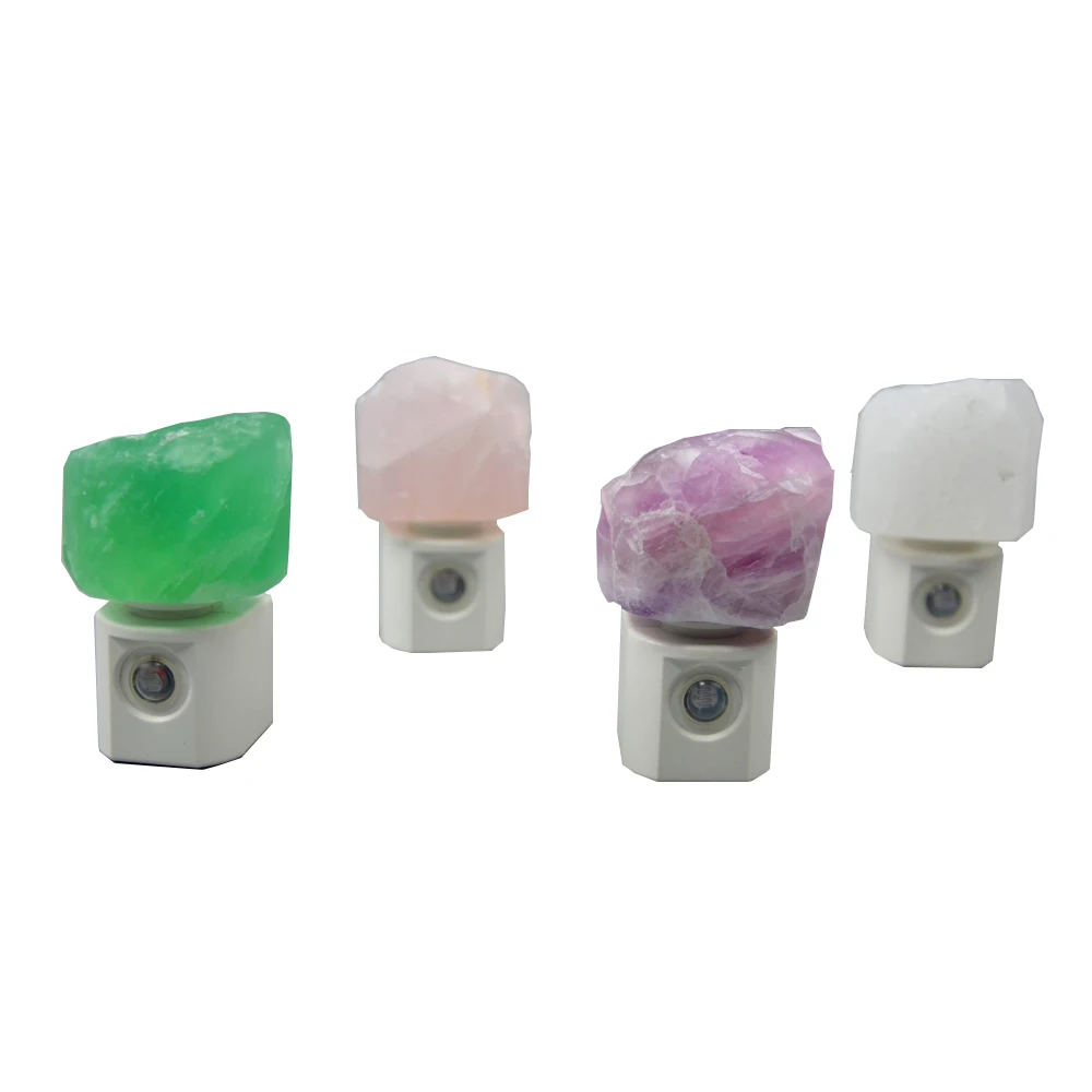Hand Polished Quartz Gemstone Plug In Lamp Night Light for Home Decor