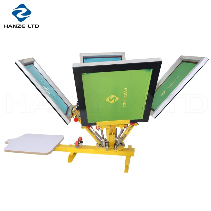 4 color 1 station Factory prices single-rotary textile silk screen printing press machine with micro-registration