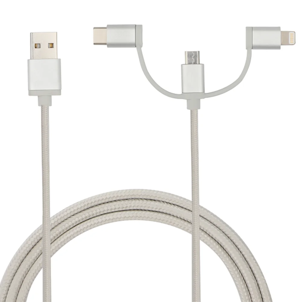 Плетеный USB-кабель для быстрой зарядки 3 в 1, Универсальный Micro USB a для типа micro, совместимый с Iphone C, мульти-зарядный кабель