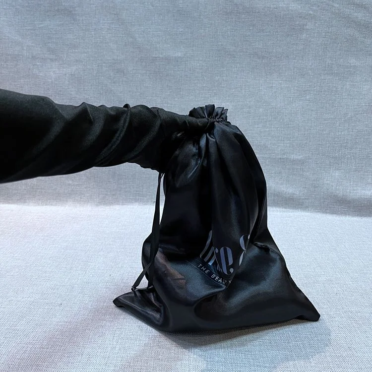 hair bags for bundles Custom large luxury  satin wig dust bags with gold logo