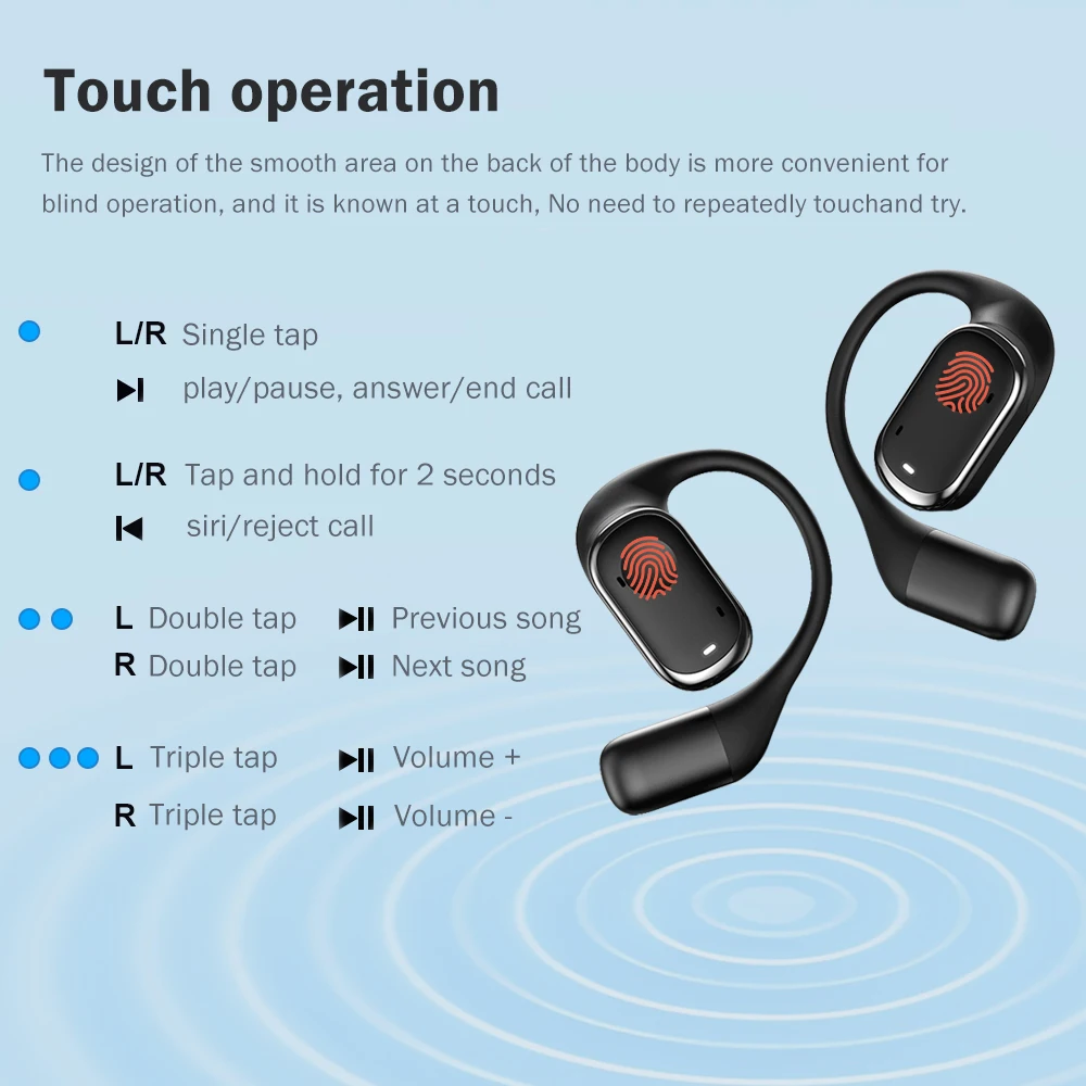 HiFi Sound Earhook Waterproof Headset TWS Handsfree Noise Canceling Sport Headphones TWS Stereo Earphone Wireless Earbuds