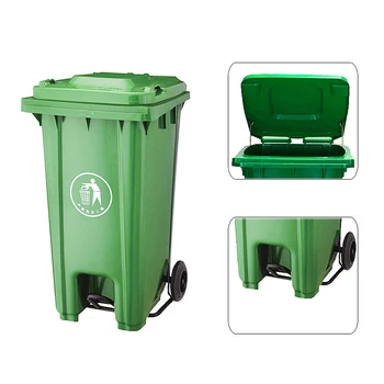 Commercial Outdoor Recycling Street Park Large 120L Foot Pedal Sorting Trash Can Plastic Garbage Bin 120 Liter Waste Wheelie Bin