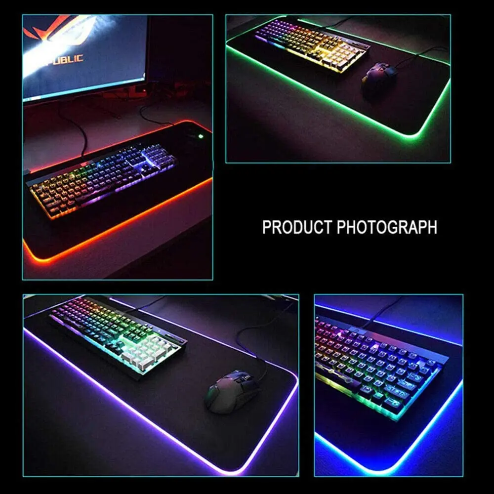 Custom design luminous Rubber base game mat Flat mouse pad RGB Mouse Pad Gaming RGB mousepad