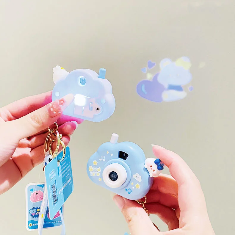 Custom 3D Soft PVC Rubber Keychains Cartoon Keyrings Car Accessories Creative Camera Keychain Cloud With Silicone Strap