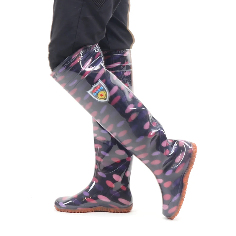 Custom wholesale 2022 cheap purple PVC rain boots planting agricultural boots anti-skid wear-resistant wading  wader