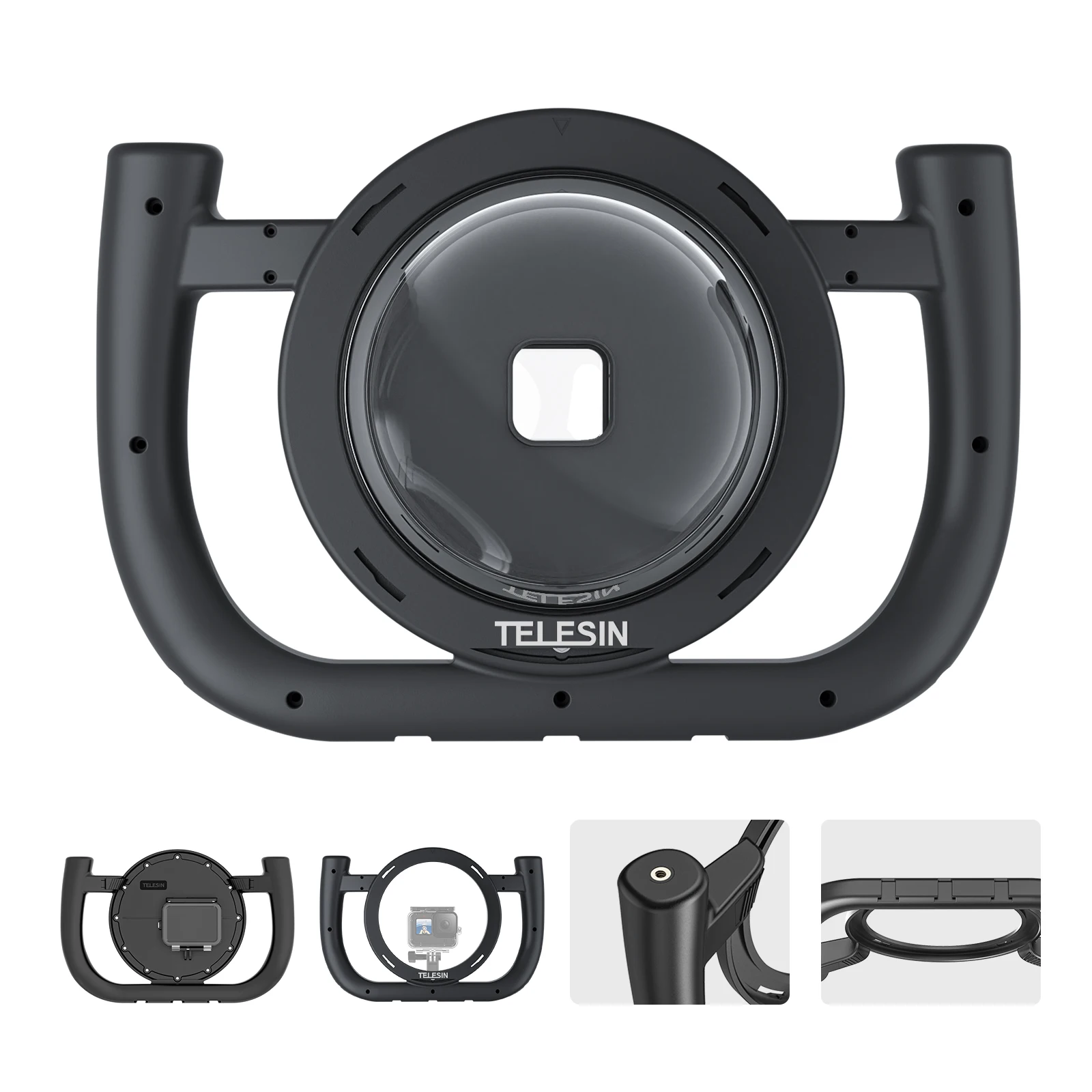 Telesin Underwater Diving Dual Handle Stabilizer Grip Waterproof Dome Port for GoPro Hero9/10 Photography