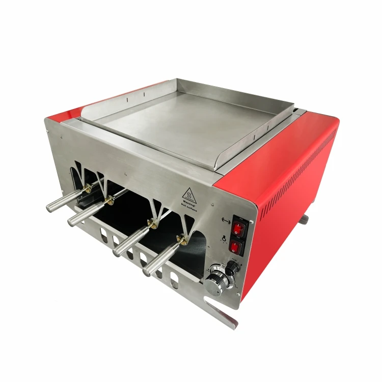 Commercial Gas 4-skewer Brazilian rotisserie BBQ grill And Countertop Baking tray Broiler Grill 2 in 1