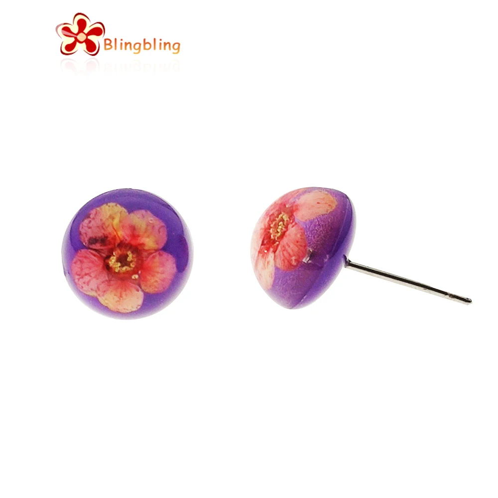 Acrylic stud round button flower earrings flower women 2020
