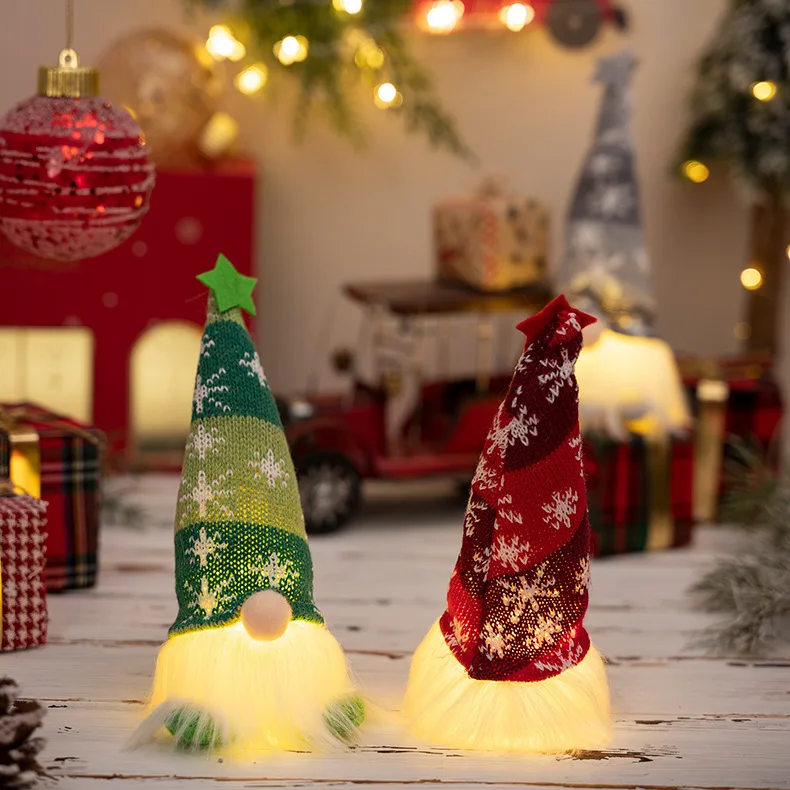 Santa Claus Christmas Doll With Light Merry Christmas Gnome Doll for Home Ornaments Xmas Tree Decor Natal Gifts