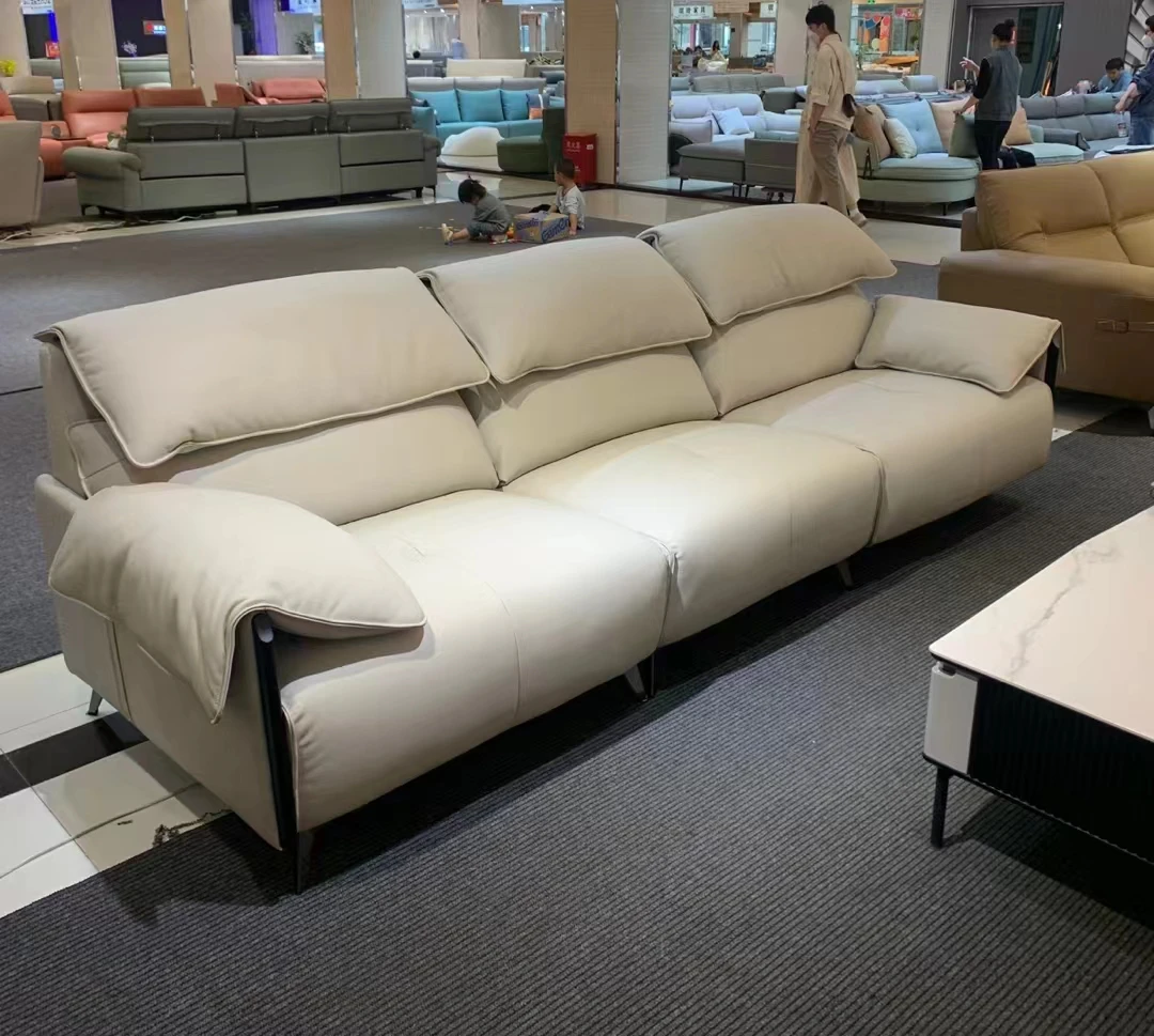 Hot Sale Genuine Leather Recliner 3 Seat Motor Power Lift Reclining Sectional Sofas