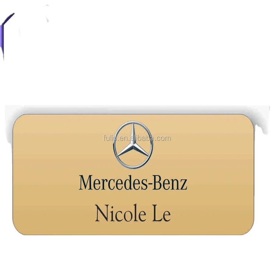 metal blank gold name badge with safety pin clip Aluminum gold name badge