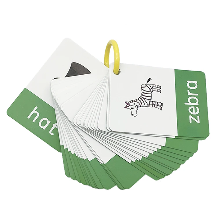 Customized Printing Plastic Ring Hanger Learning Flash Card Kids Early Educational