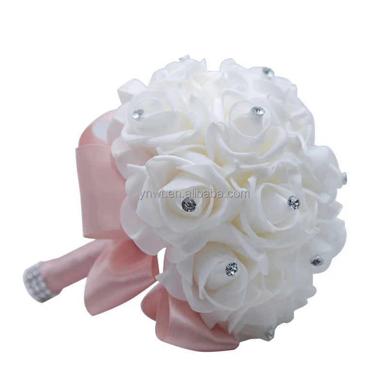 Bridal Foam Rose White Flower Party Bridesmaid decorations Wedding Bridal Bouquet