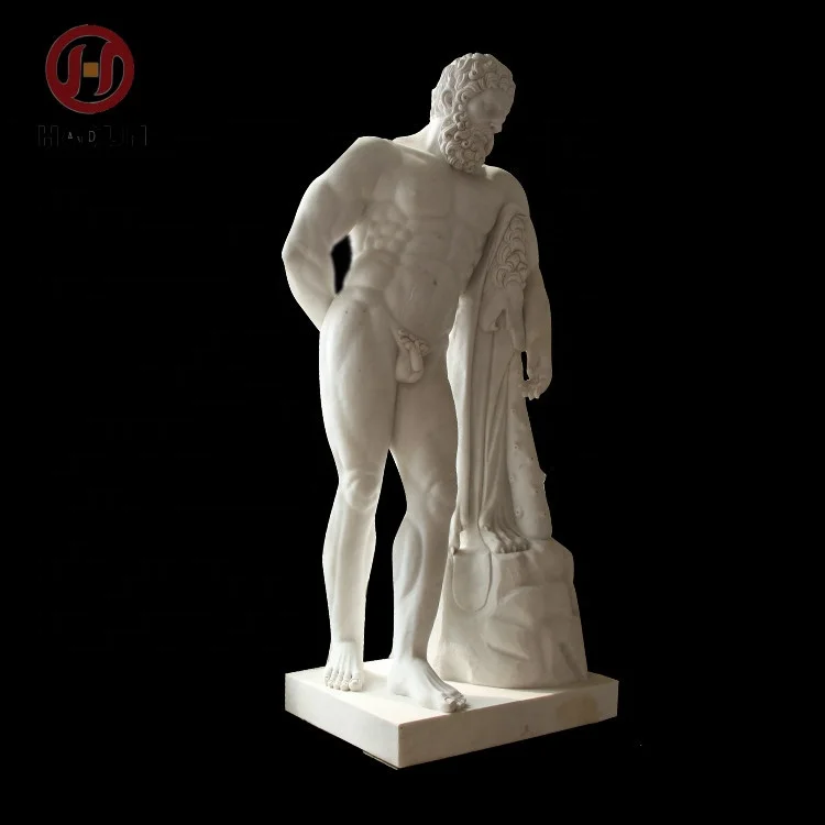 Famous Greek Stone Outdoor Naked Man Statue with Snake