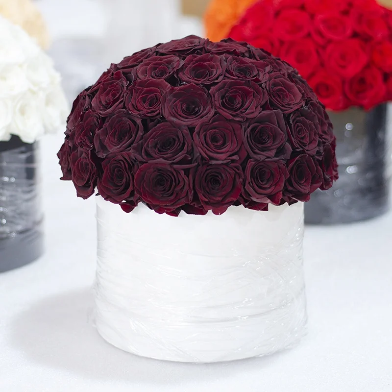 Luxury Festival Gift Wholesale roses preserved long lasting Fresh Flower Eternal Preserved Rose bouquet In Round Box for decor