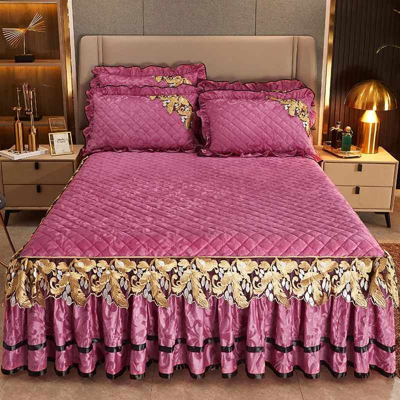Кровать с рюшами покрывало для принцессы наволочки бархатные кружевные стеганые покрывала кровати Европейский наматрасник