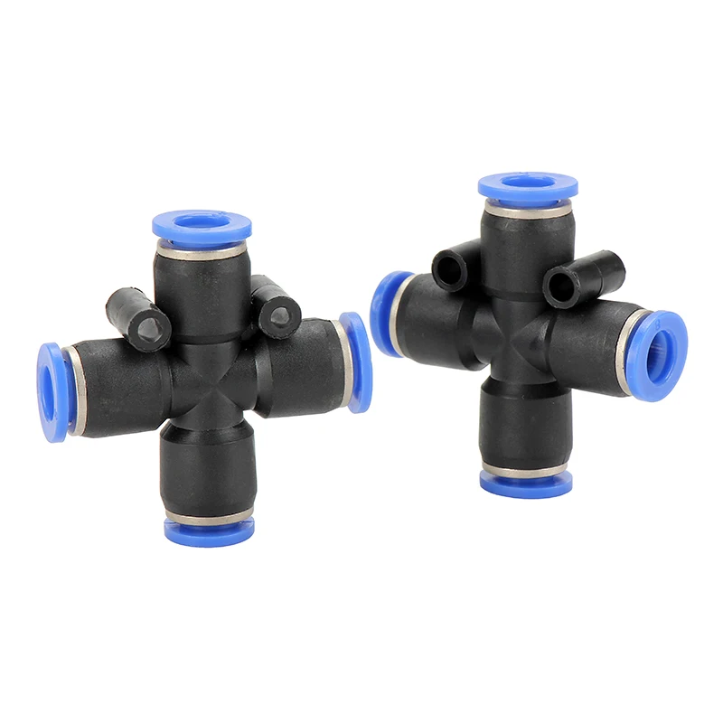 PZA 4 way Cross one touch push in connector 4mm 6mm 8mm 10mm 12mm plastic fitting pneumatic tube air fitting