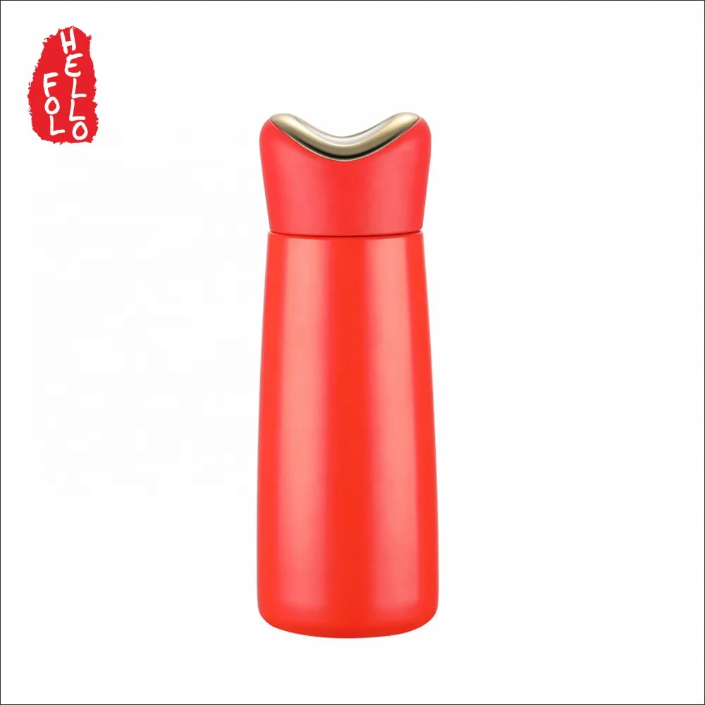 
2019 new design heart shape massage double wall 18/8 insulated vacuum water bottle for girls 