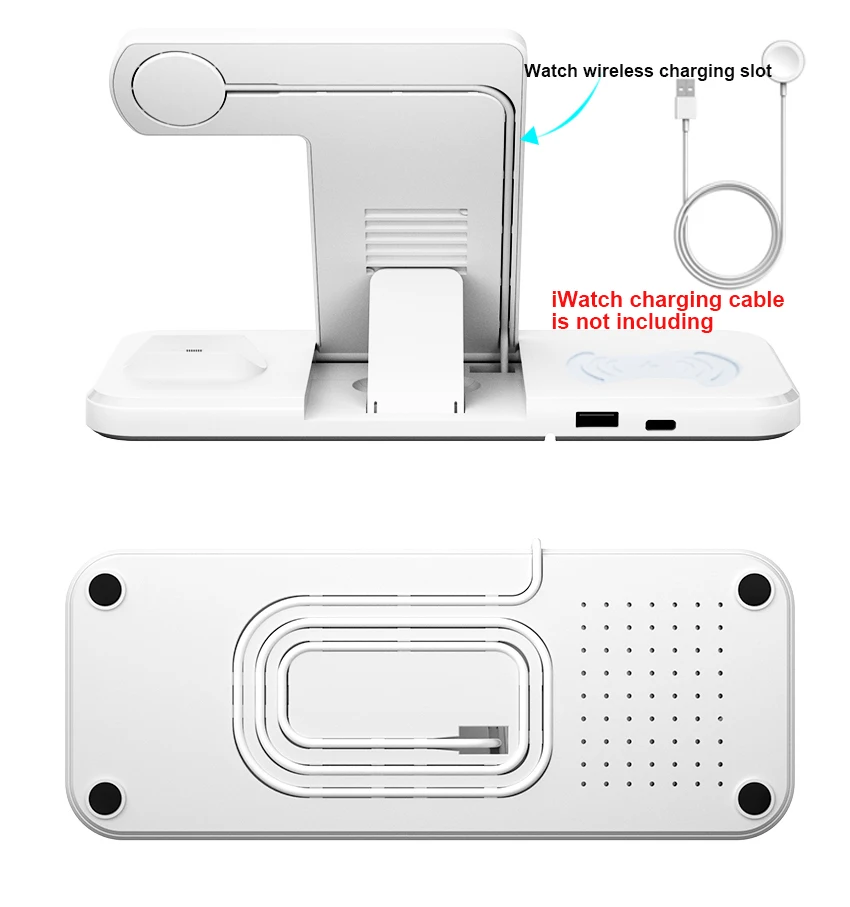  Производитель 4 в 1 двойное 15 Вт Qi Беспроводное зарядное устройство для Samsung iPhone Airpods Регулируемая умная подставка быстрой
