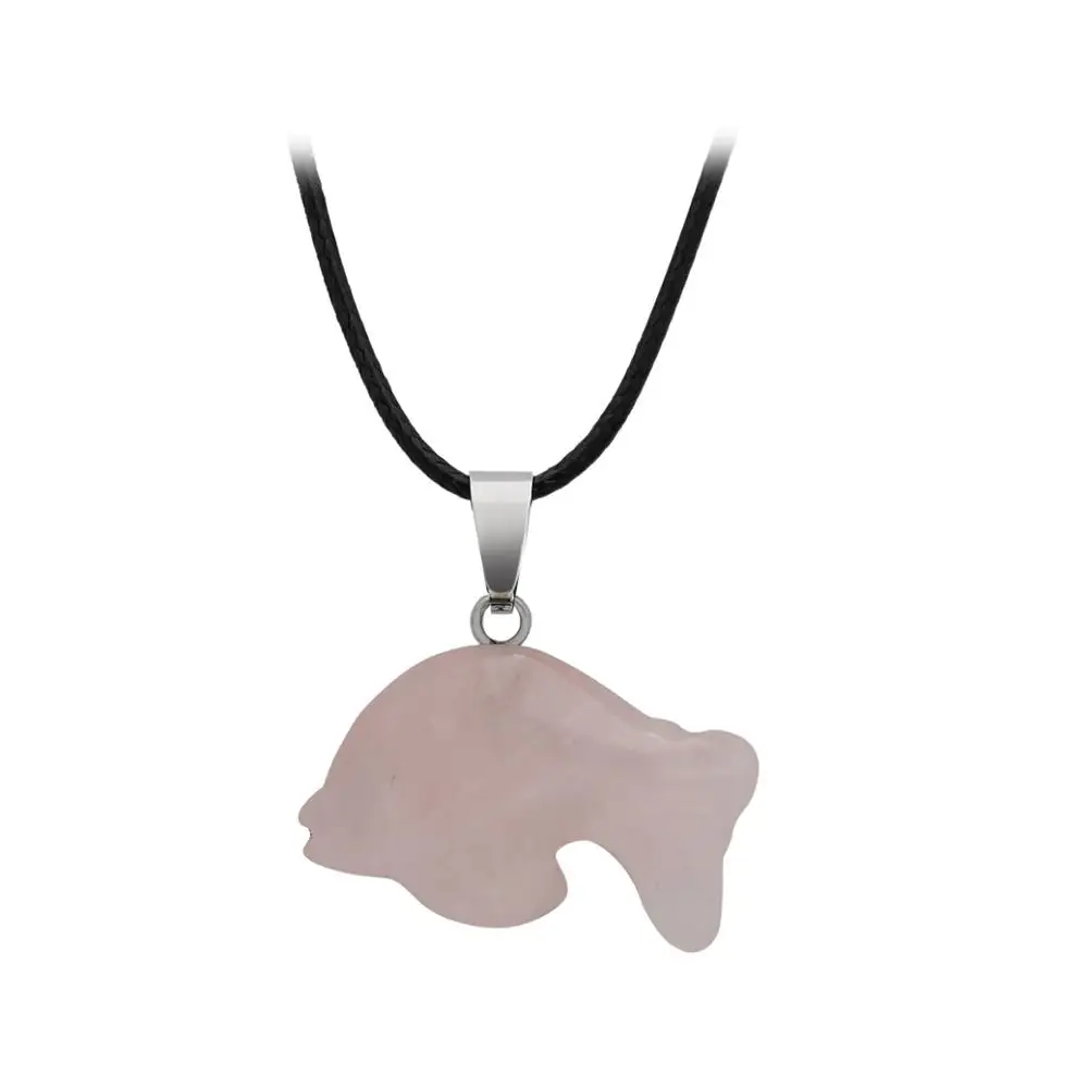 High Quality Dolphin Pendant with Natural Crystal Stone Jewelry