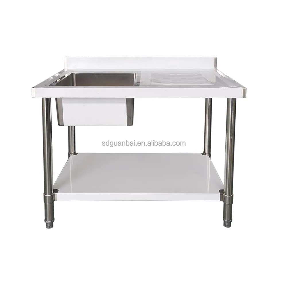 Free Standing Stainless Steel Handmade Welding Farm Used Basin Single Bowl Kitchen Sink With Undershelf